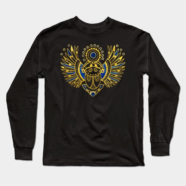 Egyptian Scarab Beetle Long Sleeve T-Shirt by Nartissima